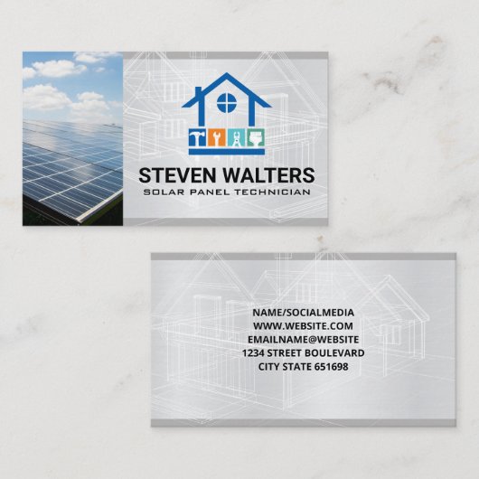 Carte De Visite Blueprints | General Contractor (Devant / Derrière)