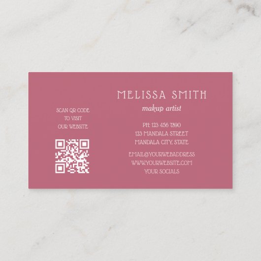 Carte De Visite Blush 3D Mandala  (Dos)