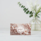 Carte De Visite Blush Blanc Logo Initiales Fleurs 3D (Debout devant)