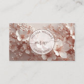 Carte De Visite Blush Blanc Logo Initiales Fleurs 3D (Devant)