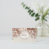 Carte De Visite Blush Blanc Logo Initiales Fleurs 3D (Debout devant)