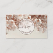 Carte De Visite Blush Blanc Logo Initiales Fleurs 3D (Devant)