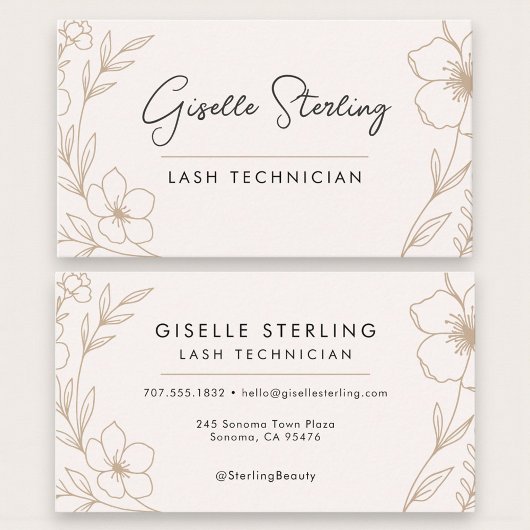Carte De Visite Blush Chic et Extension de Cils Noire