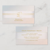 Carte De Visite Blush Élégant Monogramme Perle Professionnel (Devant / Derrière)