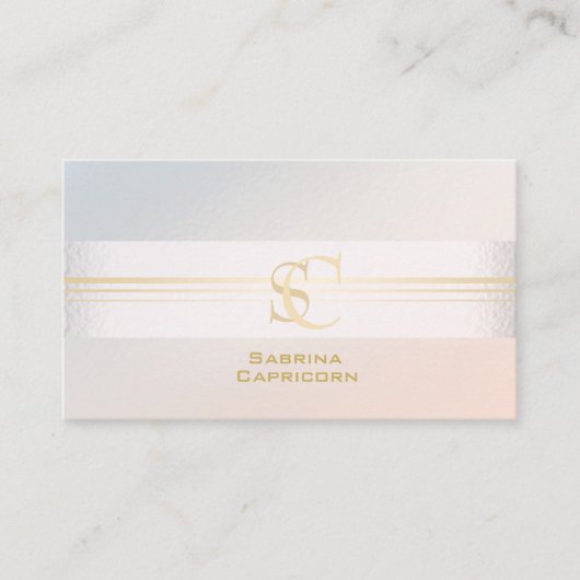 Carte De Visite Blush Élégant Monogramme Perle Professionnel (Devant)