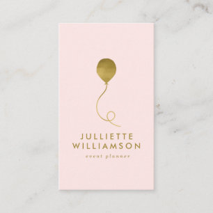 Carte De Visite Blush & Gold Balloor Planificateur d'événements mé