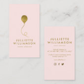 Carte De Visite Blush & Gold Balloor Planificateur d'événements mé (Devant / Derrière)