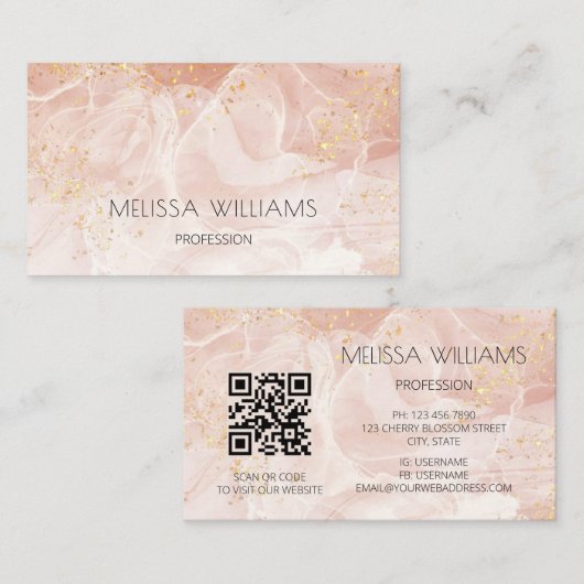Carte De Visite Blush Gold Glitter (Devant / Derrière)