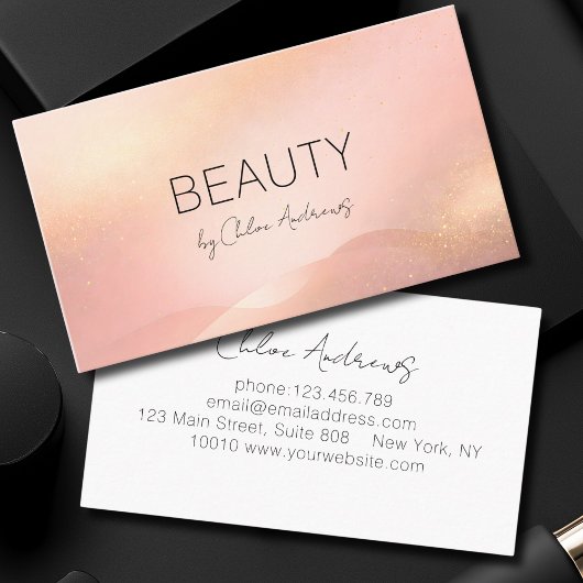 Carte De Visite Blush Gold Glow Gradient Salon
