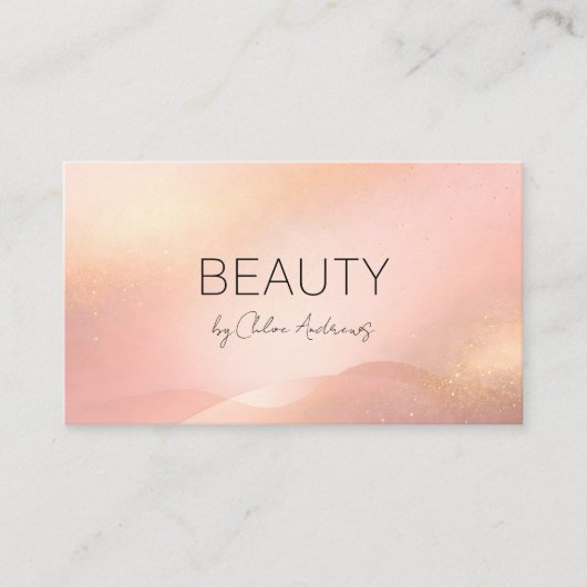 Carte De Visite Blush Gold Glow Gradient Salon QR Code (Devant)