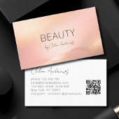 Carte De Visite Blush Gold Glow Gradient Salon QR Code