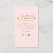 Carte De Visite Blush & Gold Personal Trainer Médias sociaux (Dos)