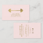 Carte De Visite Blush & Gold Personal Trainer Médias sociaux (Devant / Derrière)