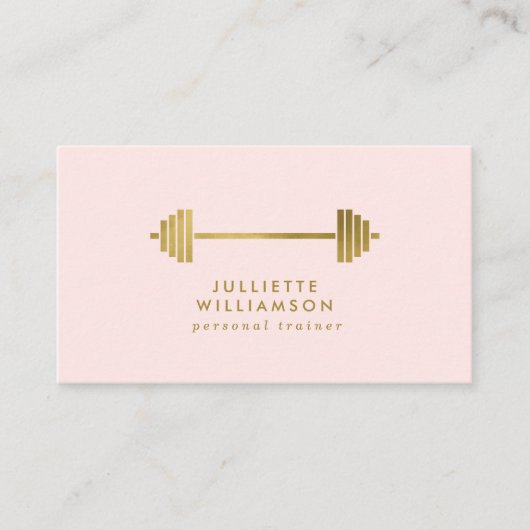 Carte De Visite Blush & Gold Personal Trainer Médias sociaux (Devant)
