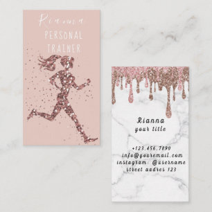 Carte De Visite Blush & Gold Personal Trainer Social Media Busines