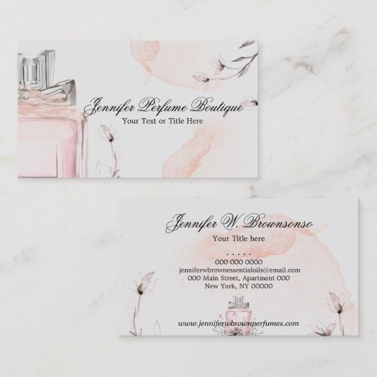 Carte De Visite Blush Gray Classy Perfume Essential Oils (Devant / Derrière)