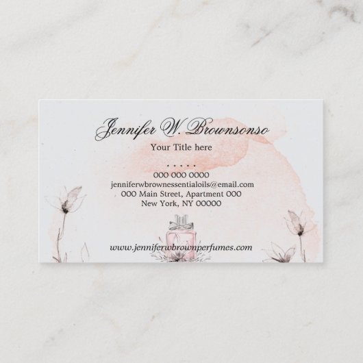 Carte De Visite Blush Gray Classy Perfume Essential Oils (Dos)