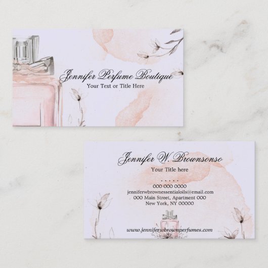 Carte De Visite Blush Lilac Classy Perfume Essential Oils (Devant / Derrière)