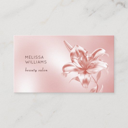 Carte De Visite Blush Metallic 3D Lily Flower (Devant)