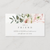 Carte De Visite Blush Peony Leafy Botanical Floral Référer un ami (Devant)