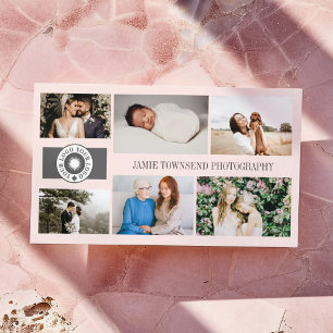 Carte De Visite Blush Photo Collage Logo de photographe profession