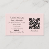 Carte De Visite Blush Pink 3 Photo QR Code Modern Makeup (Dos)