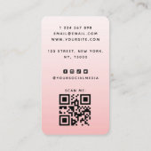 Carte De Visite Blush Pink Ajouter votre logo mignon Code QR Média (Dos)