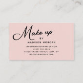 Carte De Visite Blush Pink Black Retro Script Photo Makeup (Dos)