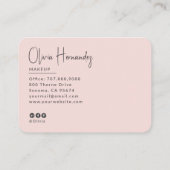 Carte De Visite Blush Pink Black Script 3 Photo Makeup  (Dos)