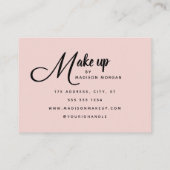 Carte De Visite Blush Pink Black Script 3 Photo Makeup (Dos)