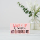 Carte De Visite Blush Pink Black Script 5 Photo Makeup Artist (Debout devant)