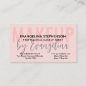 Carte De Visite Blush Pink Black Script 5 Photo Makeup Artist (Dos)