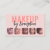 Carte De Visite Blush Pink Black Script 5 Photo Makeup Artist (Devant)