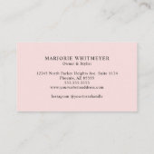 Carte De Visite Blush Pink Black Script Monogram Photo Makeup (Dos)