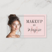 Carte De Visite Blush Pink Black Script Monogram Photo Makeup (Devant)