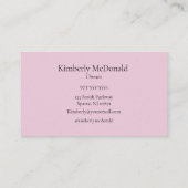 Carte De Visite Blush Pink Black Script Photo Lashes Business Card (Dos)