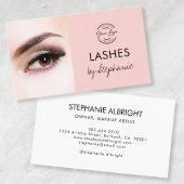 Carte De Visite Blush Pink Black Script Photo Lashes Studio