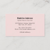 Carte De Visite Blush Pink Black Script Photo Lashes Studio (Dos)