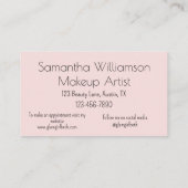 Carte De Visite Blush Pink Black Script Photo Makeup (Dos)