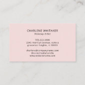 Carte De Visite Blush Pink Black Script Photo Makeup (Dos)