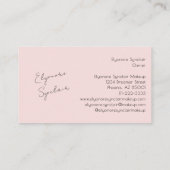 Carte De Visite Blush Pink Black Script Photo Makeup (Dos)