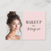 Carte De Visite Blush Pink Black Script Photo Makeup (Devant)