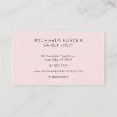 Carte De Visite Blush Pink Black Script Photo Makeup  (Dos)