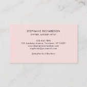 Carte De Visite Blush Pink Black Script Photo Makeup (Dos)