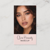 Carte De Visite Blush Pink Black Script Photo Makeup Artist (Devant)