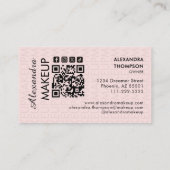 Carte De Visite Blush Pink Black Script Photo Makeup Business (Dos)