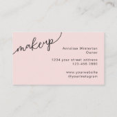 Carte De Visite Blush Pink Black Script Photo Makeup Business Card (Dos)