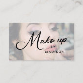 Carte De Visite Blush Pink Black Script Photo Makeup Business Card (Devant)