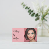 Carte De Visite Blush Pink Black Script Photo Makeup Business Card (Debout devant)