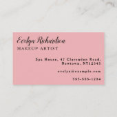 Carte De Visite Blush Pink Black Script Photo Makeup Business Card (Dos)